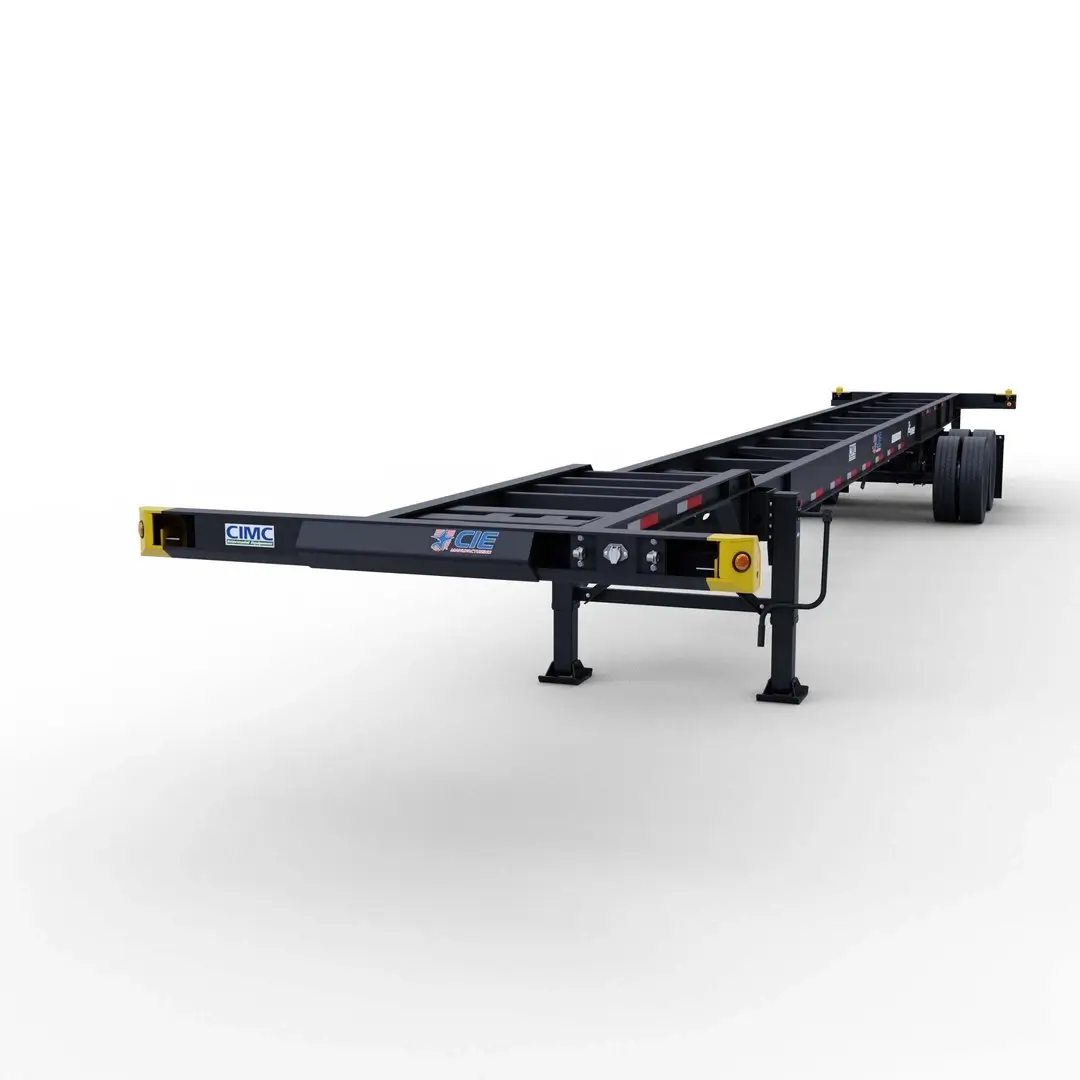 Front view of a 53ft gooseneck tandem chassis