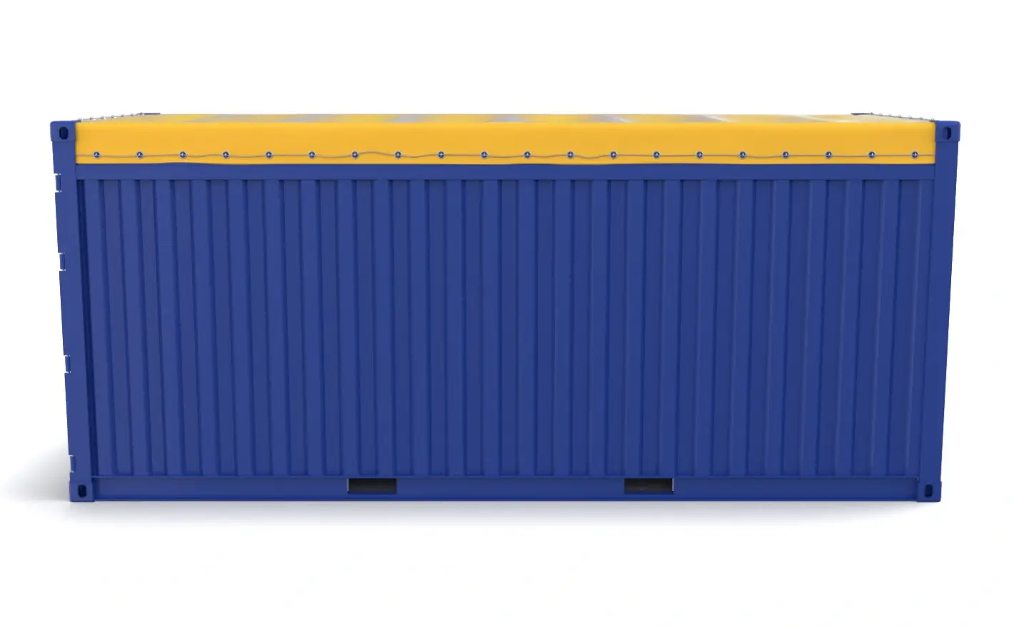 Side profile of a 20ft open top shipping container