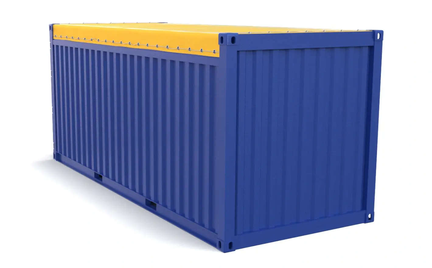 Back view of a 20ft open top shipping container with doors closed