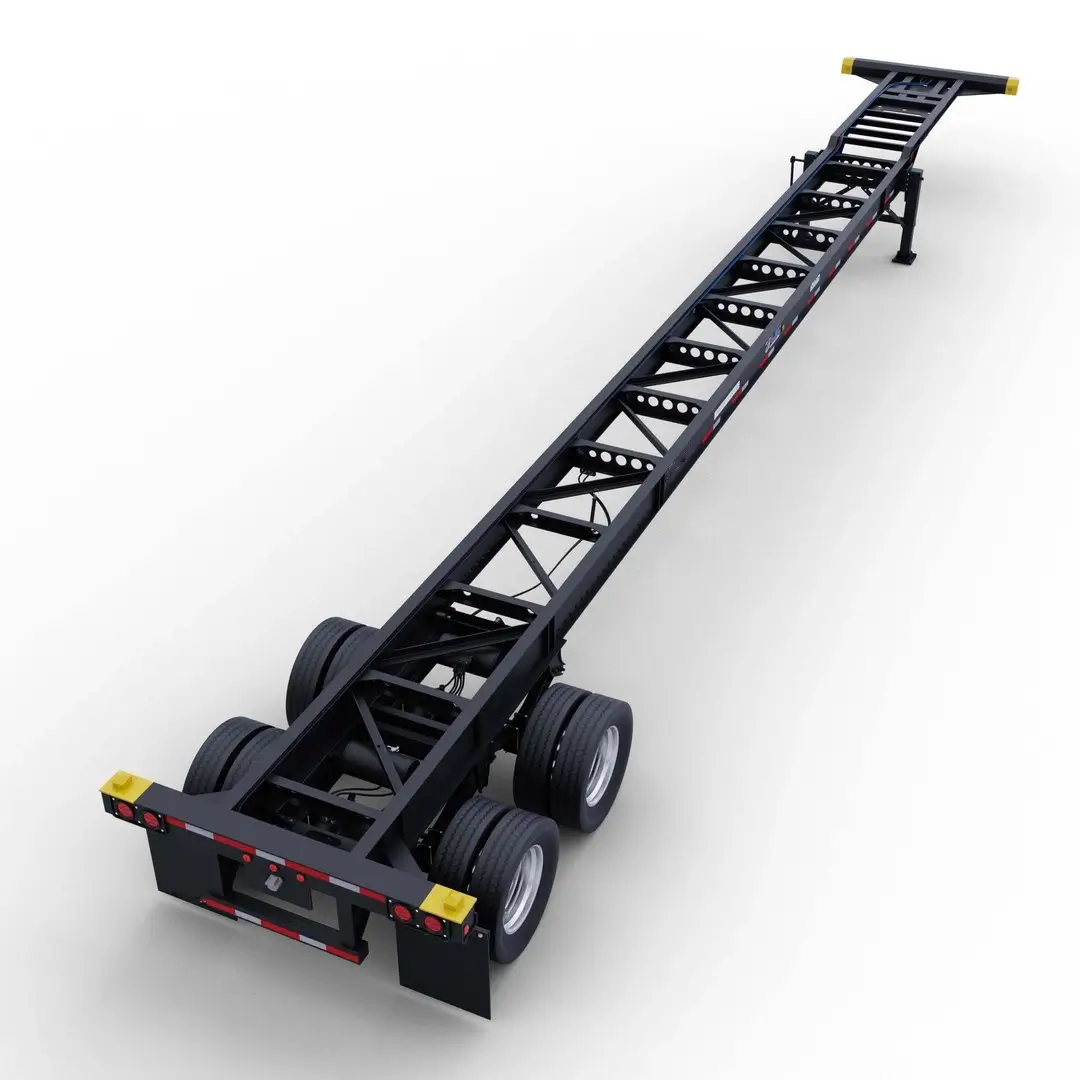 Top view of a 53ft gooseneck tandem chassis