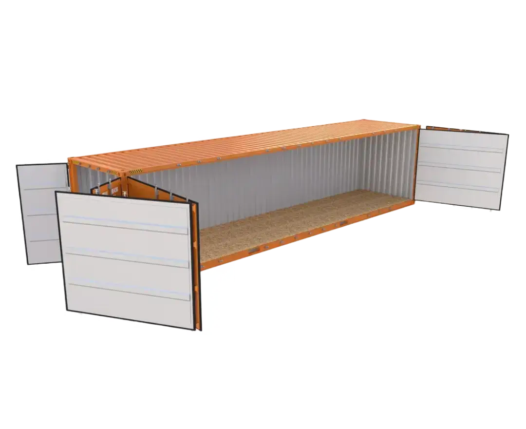 40ft HC open side container open door side view